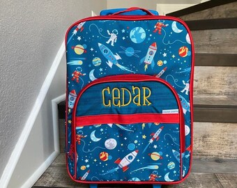 Boys Space Suitcase, Personalized Rolling Luggage for Boys, Stephen Joseph, Toddler Travel Bag, Children's Rolling Luggage