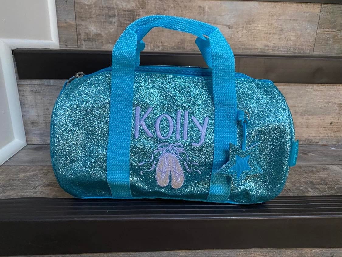 Petit sac de danse scintillant turquoise de 11 po, sac de danse  personnalisé, sac de danse pour petite fille, sac de danse brodée, sac de  danse pour tout-petits, sac de gymnastique 