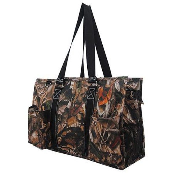 Camo Large Zipper Caddy Organizer Tote Bag, Camo Organizer Tote, Personalized Camo Tote, Large Camo Organizer Tote Bag, Camo, diaper bag