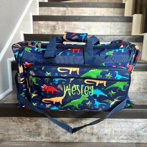 23 Inch Dino World Duffle, personalize dino duffle, boys dino duffle bag, boys dinosaur travel bag,, boy overnight bag, boy trip bag