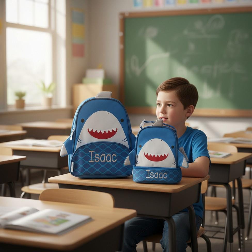 Personalized Stephen Joseph New Shark Sidekick Backpack Lunchbox