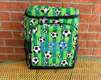 Monogrammed Soccer Backpack Cooler, Personalize embroidered soccer insulated bag