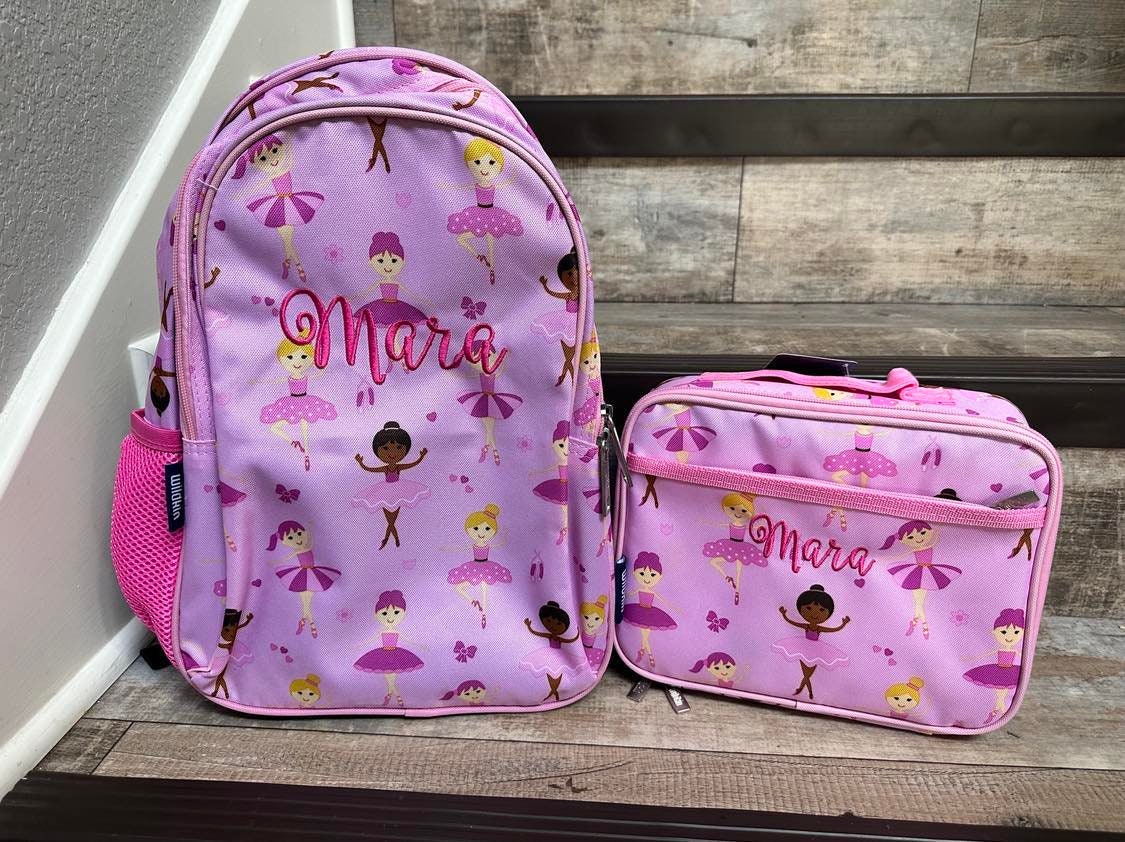 Wildkin Ballerina Backpack Lunchbox Set Monogram Backpack Lunchbox Set Girl Backpack Lunchbox Set Backpack Set Ballerina Backpack Etsy