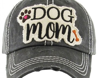 Distressed Dog Mom Baseball Cap, Distressed hat, Distressed dog mom hat, dog mom cap