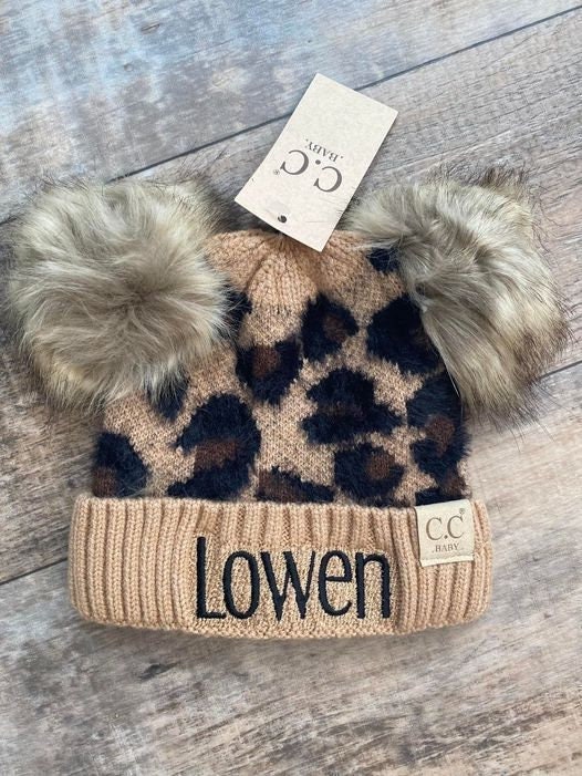 Leopard Pom Beanie Hat - LV – Beauty Bird Vintage