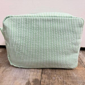 Personalized Embroidered Monogrammed Seersucker duffel bag or case or both, kids overnight bag image 13