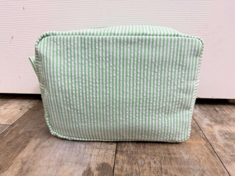 Personalized Embroidered Monogrammed Seersucker duffel bag or case or both, kids overnight bag image 13