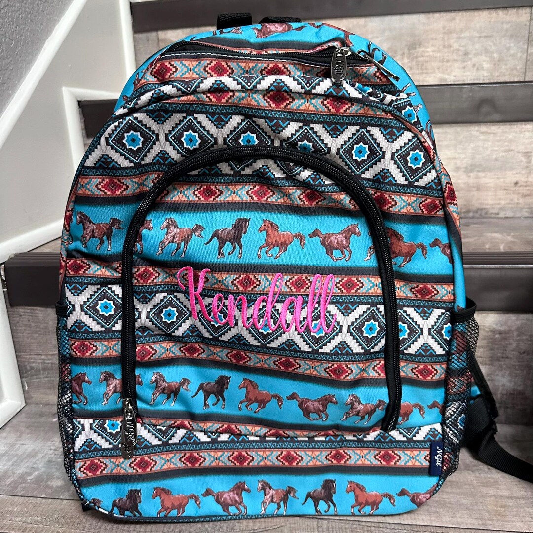 Large Western Bronco Backpack, Horse Lunch Box, Monogram Backpack ...