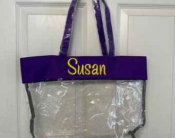Clear Purse, Clear Bag, Concert Bag, Game day Tote, monogram stadium Tote, clear stadium bag, clear stadium tote, Clear tote, Viv and lou