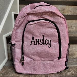 Large Pink Glitter Backpack, Monogram pink glitter backpack, personalize glitter backpack, girls glitter dance backpack, glitter backpack
