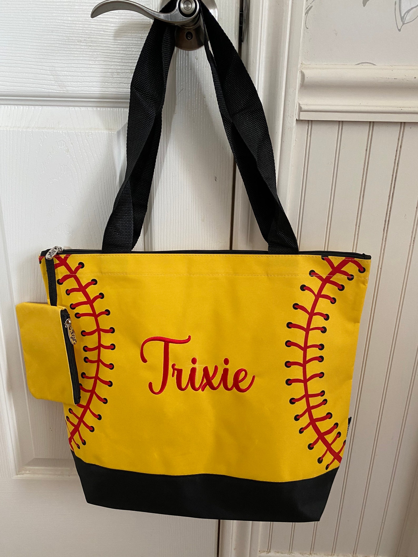 Embroidered Softball Tote Bag Softball Tote Softball Bag Etsy