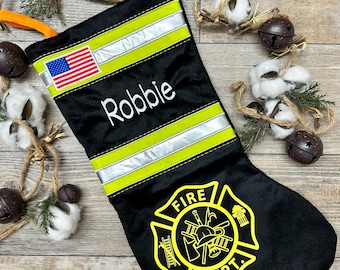 Personalize Fireman  Stocking,  mens Stocking, Christmas stocking, Firehouse stocking
