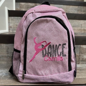 NGIL Small Pink Glitter Backpack, Monogram toddler glitter backpack, personalized dance backpack, little gymnast backpack, dance backpack
