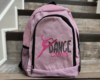 Medium Pink Glitter Backpack, Monogram toddler glitter backpack, personalized dance backpack, little gymnast backpack, dance backpack