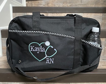 Personalized Stethoscope Nurse, Doctor Zippered Tote Bag, Nursing Gift, Nurse Grade Gift, Nurse Beach Bag
