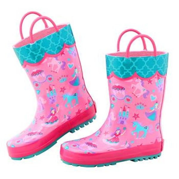 CLOSE OUT Girls pink Princess rainboots, Stephen Joseph princess rainbotts
