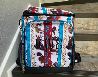 Monogram Tribal Backpack Cooler, Personalize Backpack Cooler, Backpack Cooler for hiking, Barrel race Backpack Cooler, Pool Backpack Cooler