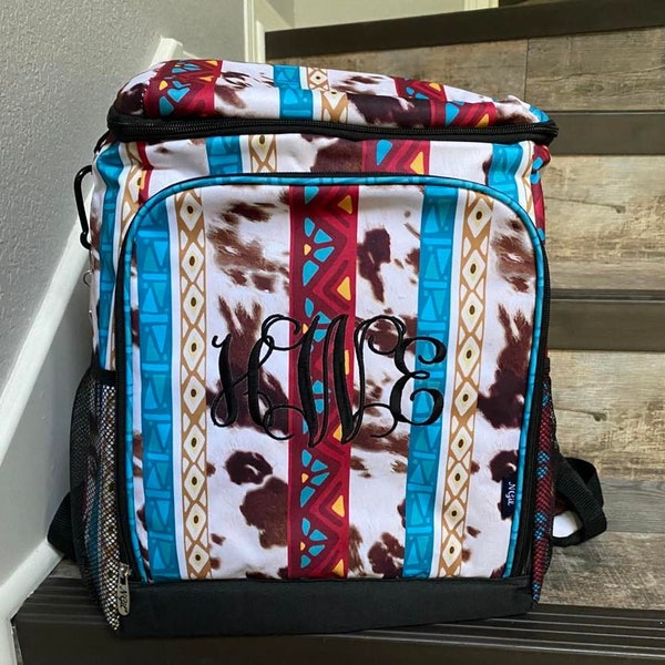 Monogram Tribal Backpack Cooler, Personalize Backpack Cooler, Backpack Cooler for hiking, Barrel race Backpack Cooler, Pool Backpack Cooler