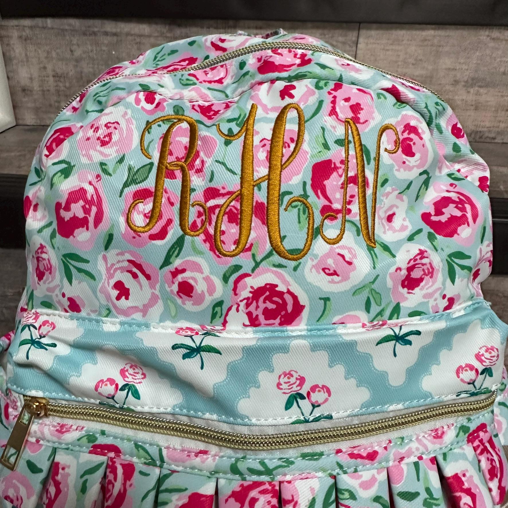 Pink Ruffled Backpack Personalized Embroidered Pink Flower Kids Girls Ruffle Backpack - Etsy