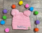 Baby23POMPOM Monogram Baby CC Beanie, Infant Winter Hat, baby double pom pom beanie, personalize infant pom pom beanie