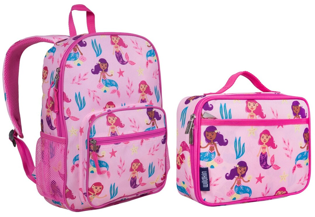Wildkin Day2day Groovy Mermaids Backpack Lunchbox Set, Monogram