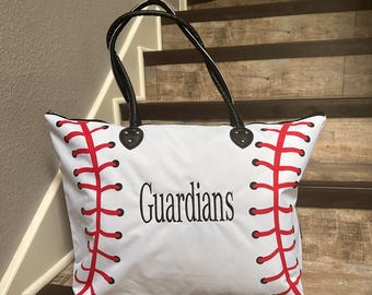 Embroidered Baseball Large shoulder Tote, Weekender Tote, Zippered baseball Shoulder Tote, Weekender Bag, graduation gift, baseball tote
