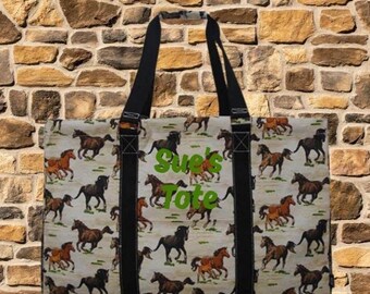 Personalized Embroidered Monogrammed horse rodeo barrel race farm Collapsible Mega Utility Tote