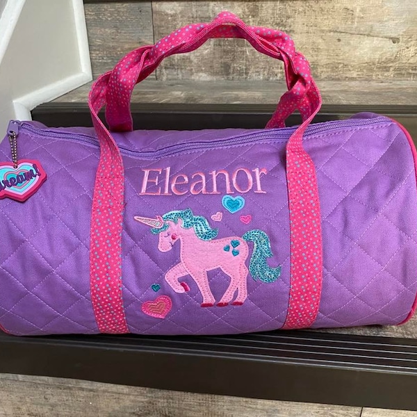 Unicorn Duffle Bag, Unicorn overnight bag, girls Unicorn duffle, girls Unicorn bag, Unicorn quilted duffle bag, girls sleepover bag