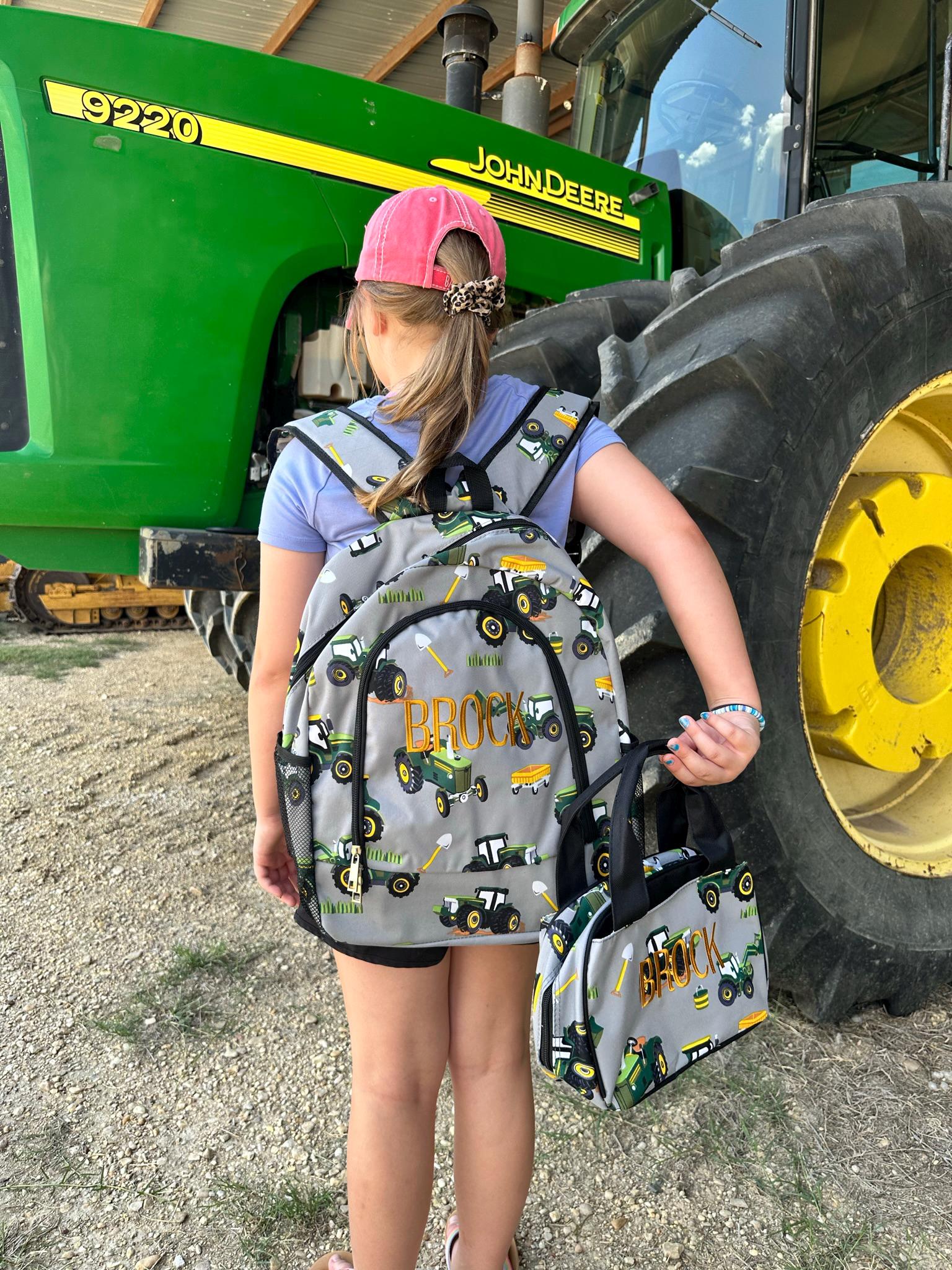 Personalize Large Green Tractor Backpack, personalized gift, Monogram backpack, backpack, kid farm backpack, boy backpack, monogram backpack