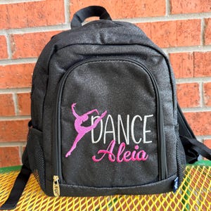 Personalized NGIL SMALL DANCE Black Glitter Backpack, Monogram Sparkle Dancer Silhouette Backpack