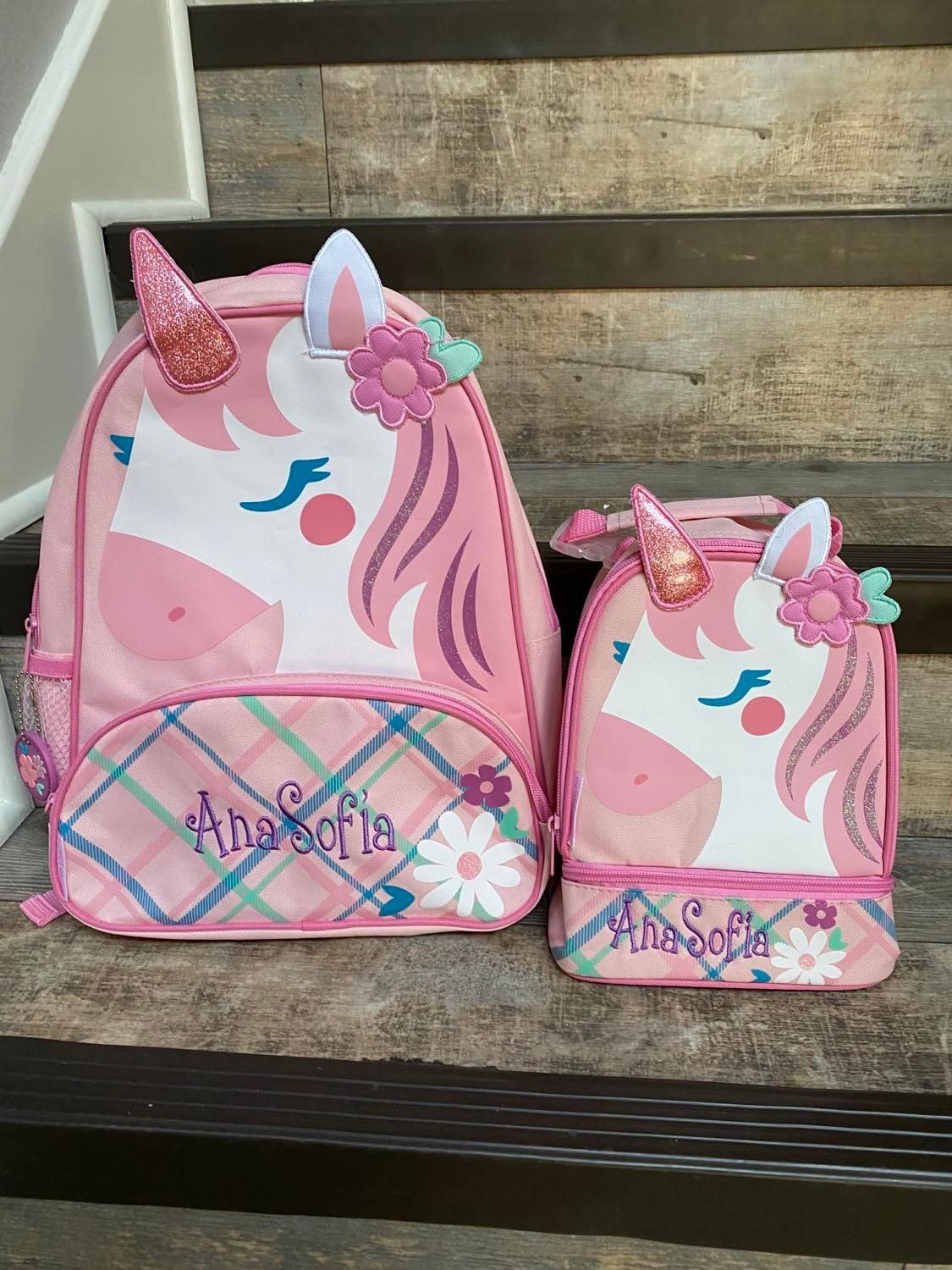 Unicorn backpack with lunchbox sale