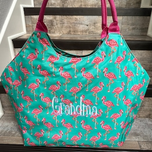 Viv and Lou Beach Bag, Monogram Beach bag, Large Beach Tote, bridesmaid beach gift, womens birthday gift, beach gift, cruise bag, pool tote