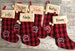 Embroidered dog stocking, Buffalo plaid fur cuff dog christmas stocking,  Personalized Dog Christmas Stockings, pet stocking, pup christmas, 