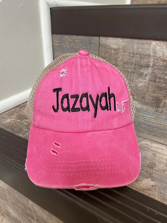 Ponytail Baseball Cap with Sayings - Criss Cross Back High Pony Adjustable Hat Amazon.com: Criss Cross Ponytail Cap - Baby Leopard & Camo  main image 4