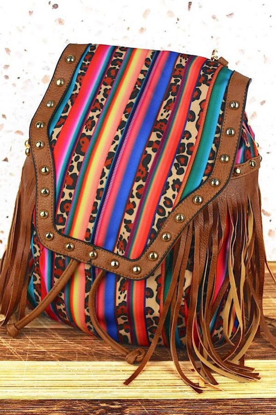 Personalized Western Serape and Leopard Tassel Drawstring  display picture 3