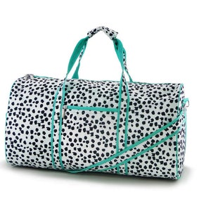 Spotty Dog  Duffel Bag with Monogram, Personalized Black Dot Duffel Bag, Monogram Duffle, boy duffle