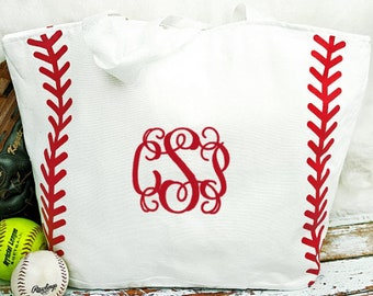 Embroidered Baseball Tote Bag, Baseball Tote, Baseball Bag, Personalized Canvas Baseball Tote, Large Baseball Canvas Tote Bag