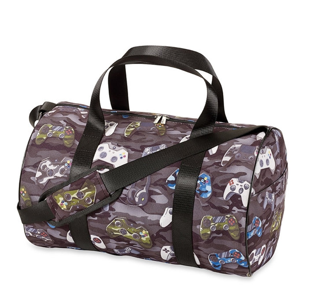 Personalized Gamer Duffle Bag, Boys Embroidered Gaming Duffle Bag, Boys Overnight Video Duffle