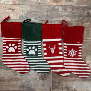 Personalize Knit dog Stocking, Pet Stocking, knit stocking, dog bone stocking, embroider dog stocking, pet stocking