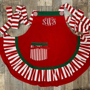 Personalized Flirty apron, Adult christmas baking apron embroider with name, adult personalize christmas apron