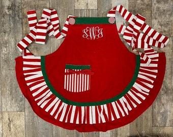 Personalized Flirty apron, Adult christmas baking apron embroider with name, adult personalize christmas apron