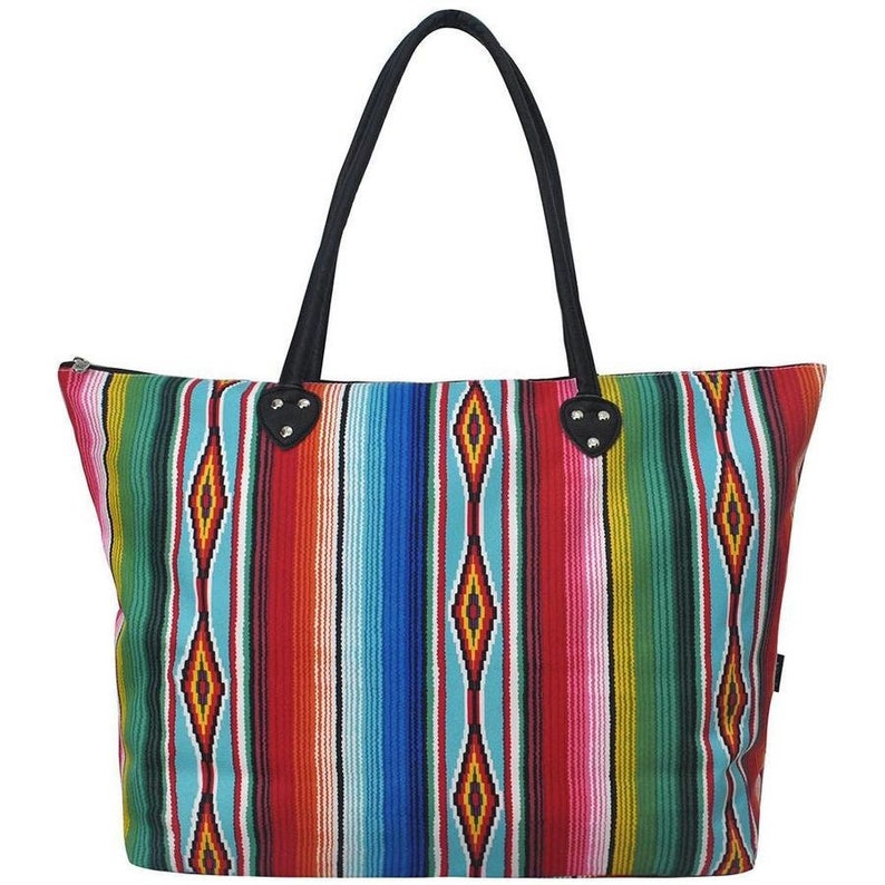 Embroidered Serape Large shoulder Tote, Weekender Tote, Zippered Serape Shoulder Tote, Weekender Bag, graduation gift bild 1