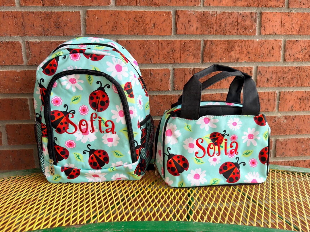 Personalized NGIL Small and Large Lady Bug Backpack Lunchbox