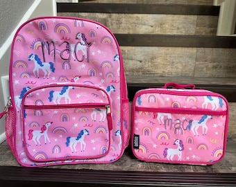 Wildkin Day2day Rainbow Unicorn Backpack Lunchbox Set