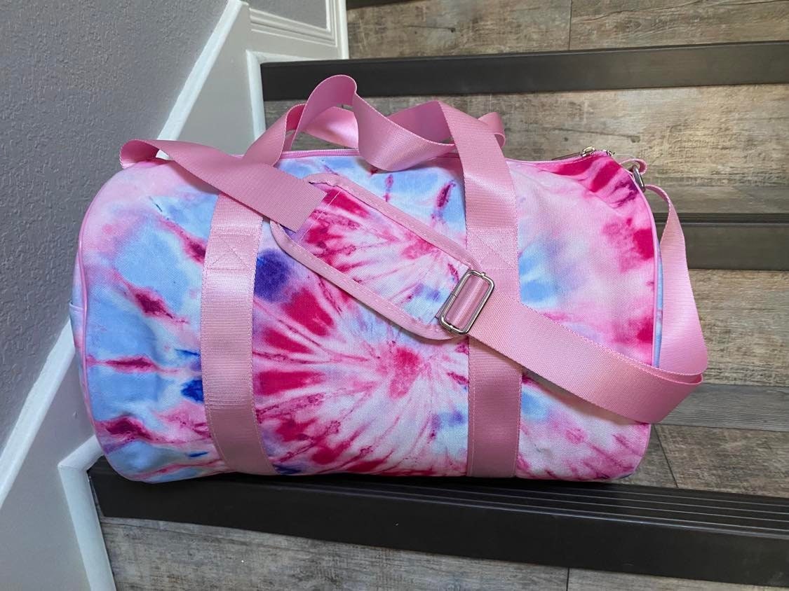 Girls Pink Strap Tie Dye Duffle Bag With Monogram Etsy