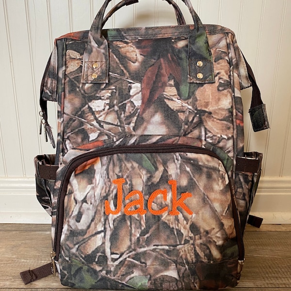 Camo Diaper Bag Backpack Monogrammed, Monogram Backpack Diaper bag, Nappy Bag with Monogram, Personalize Camo Diaper Bag