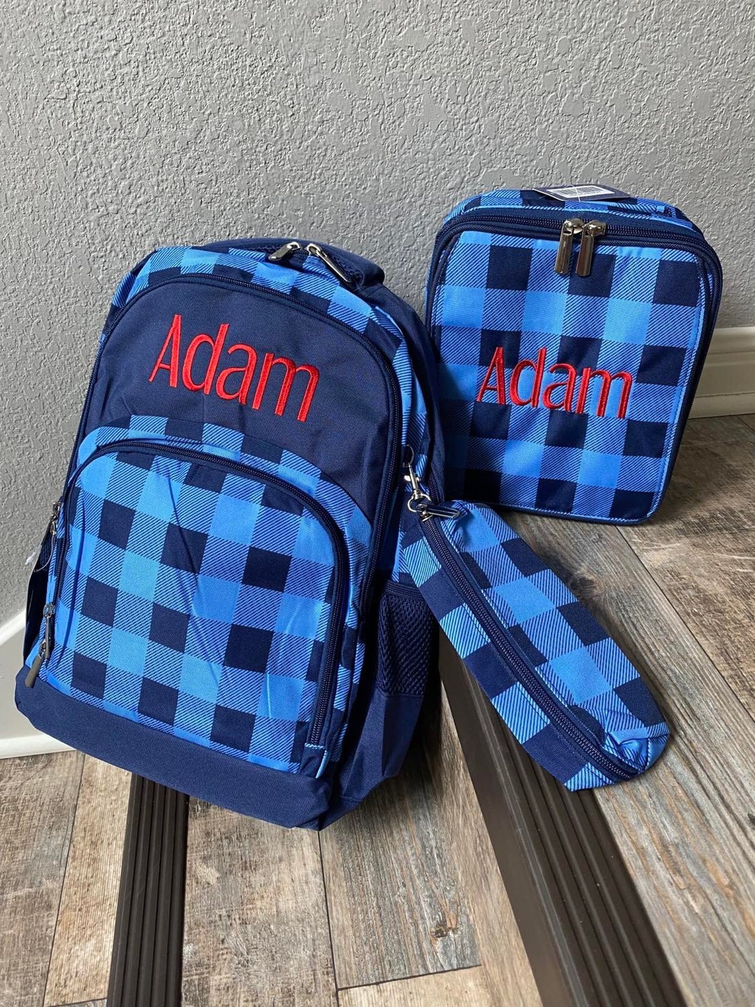 Personalize Boys Backpack Lunchbox Set Boys Monogram Backpack Etsy