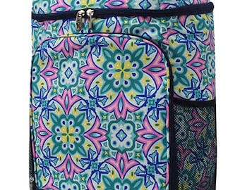Monogram Floral Backpack Cooler, Personalize Backpack Cooler, Backpack Cooler for hiking, Ballfield Cooler, Pool Backpack Cooler