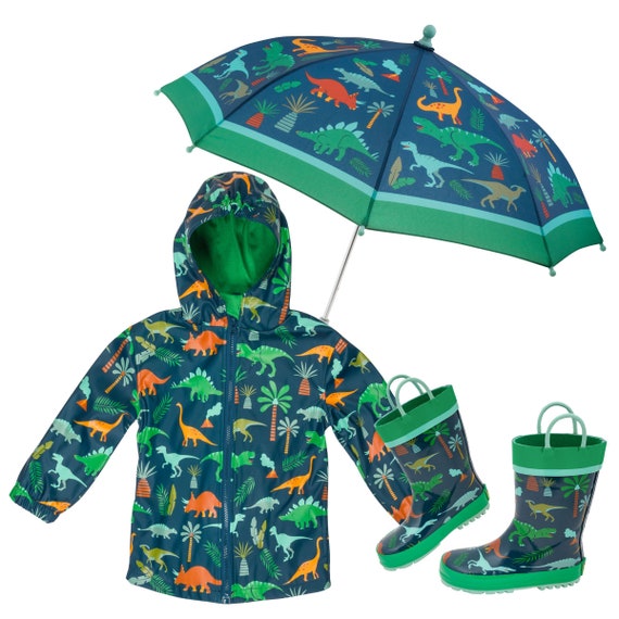 Boys Dinosaur Rain Coat Set Kids 