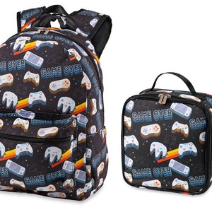 Personalized Retro gamer Backpack Lunchbox Set, Monogram Gamer Backpack Lunchbox Set,  gamer backpack, video game backpack, boy backpack